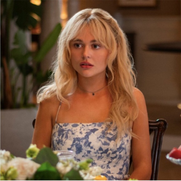 Reformation Monette Linen Dress  Blue Floral Midi Dress - Picture 3 of 7